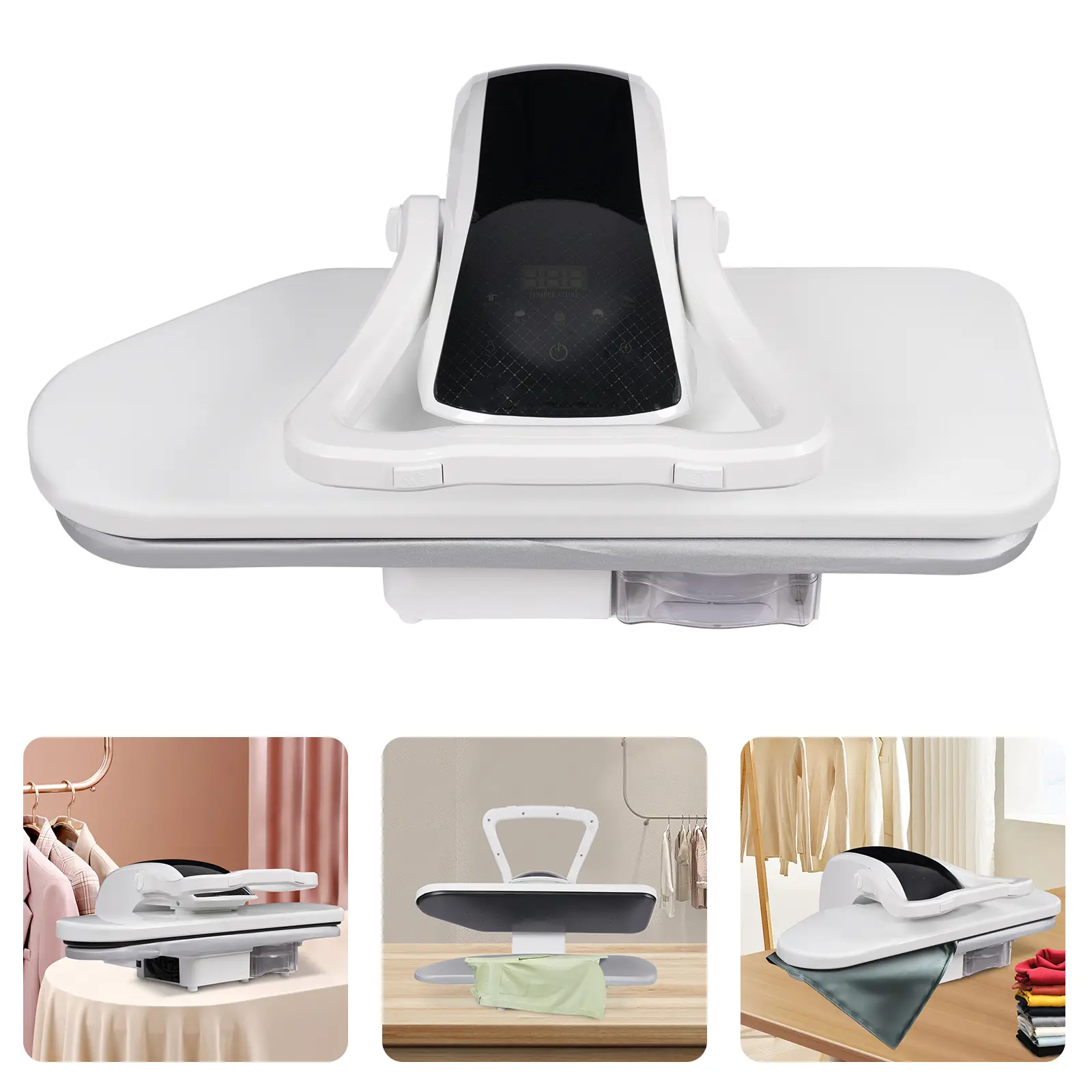 CNCEST Intelligent Steam Fabric Press Machine 8810D Touch Screen 1600W Power  26" Ironing Area 42 Steam Outlets Modern Design White Color