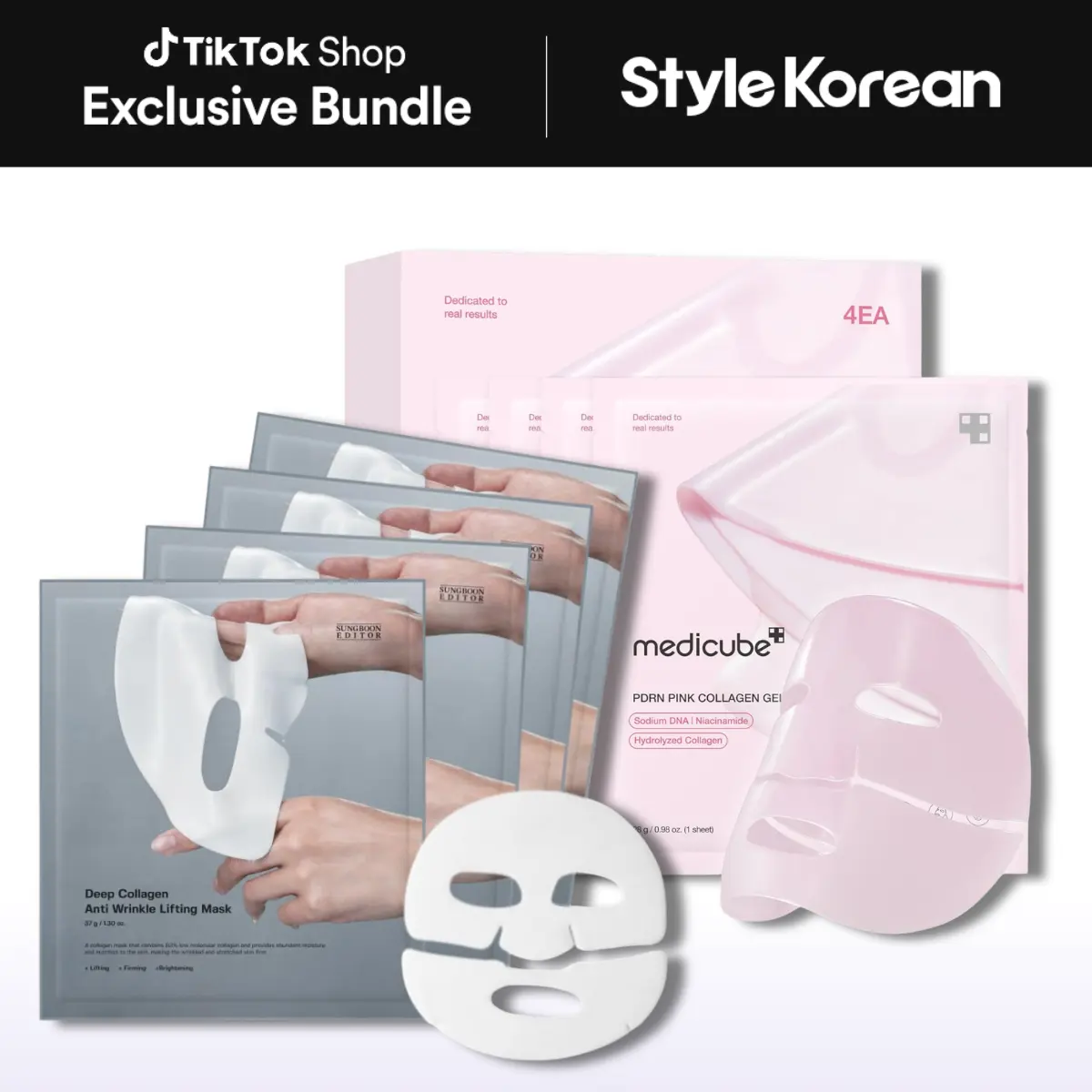 [StyleKorean] Best Gel Mask Duo : Overnight Glass-Glaze Set (sungboon editor deep collagen mask, medicube pdrn pink collagen gel mask)