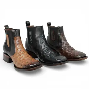 Botin de Imitacion Avestruz Grabado con Punta Cuadrada -Quincy Faux Ostrich Print squared ankle boot