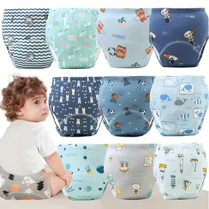 12pcs Baby Training Pants, 100% Cotton, Breathable, Durable, Absorbent Leak-proof Diapers for Toilet Training, Cute Animal Prints, Comfortable Elastic Waistband, Great for Christmas, Halloween, Thanksgiving, Easter, New Year's Gift, 0-3 Years Old
