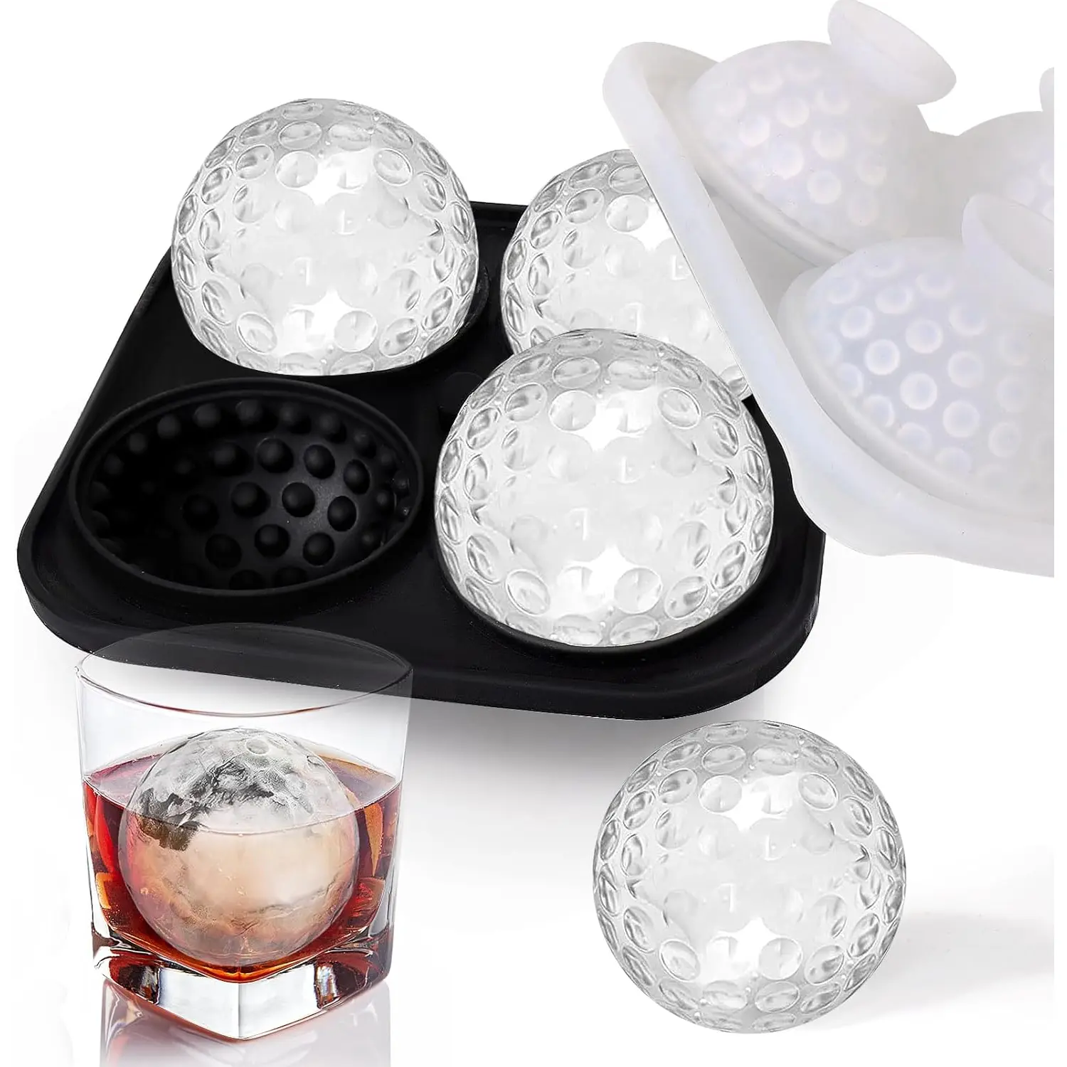 Golf Ball Ice Cube Molds,Golf Ice Mold for Cocktails,Round Ice Molds for Whiskey,Ice Ball Maker Mold,Unique Golf Gifts for Men and Whiskey Lovers AIERSA AIERSA