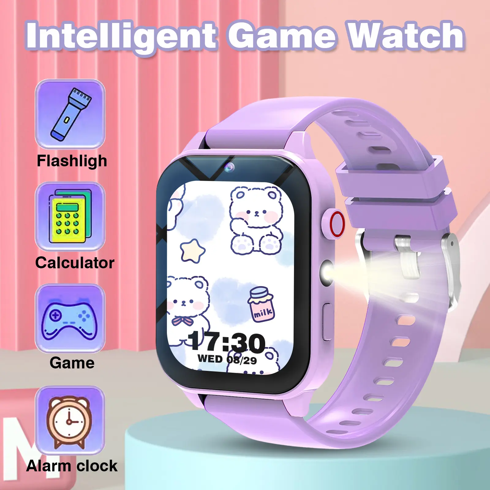 Kids Smart Game Watch with Camera Feature, Album, 18 Games, Calculator, Calendar, LED Light, Perfect Holiday Gift for Children, Digital Toddler Watch