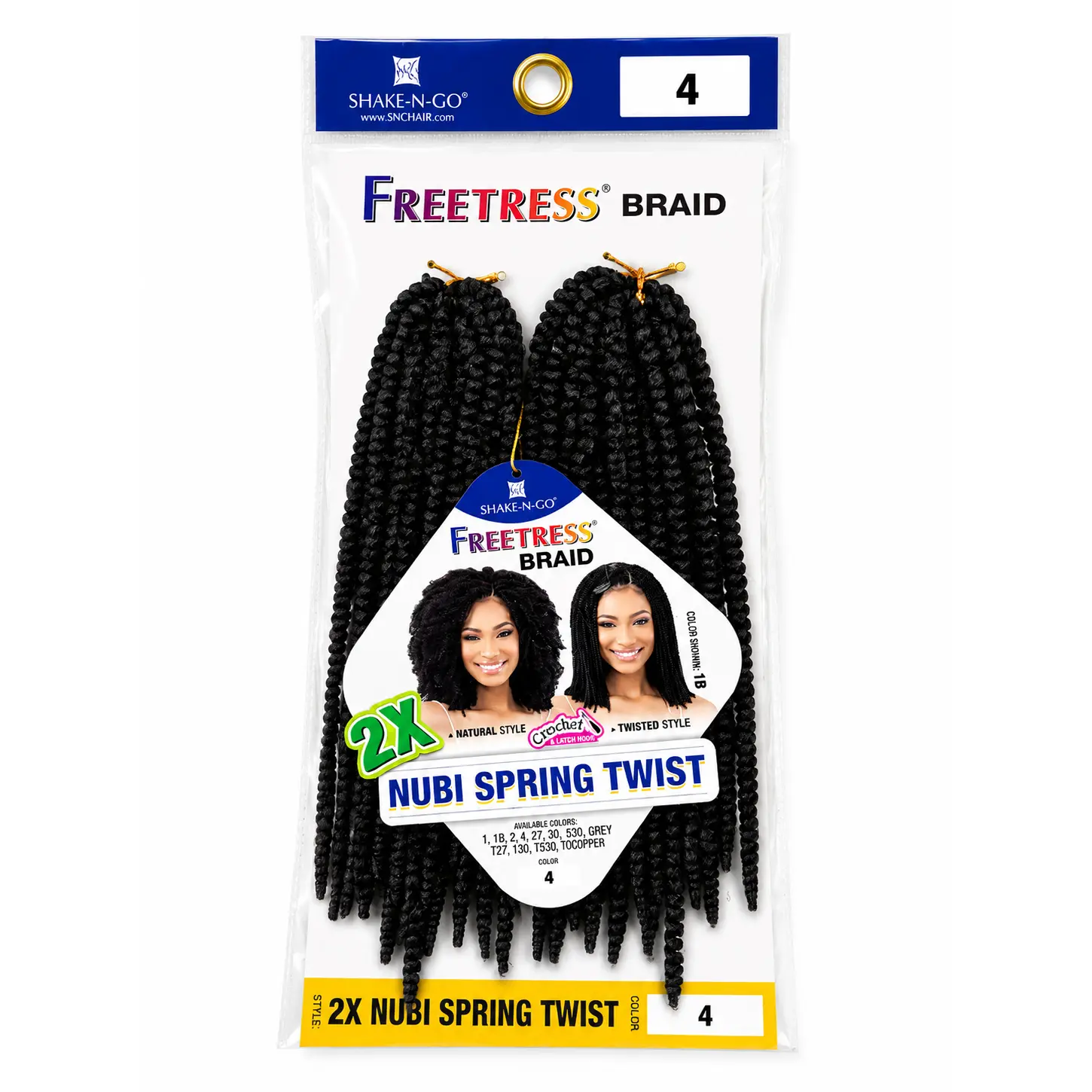 Freetress Braid 2X Nubi Spring Twist 2-Pack Synthetic Hair Extensions for Natural & Twisted Styles