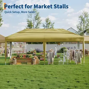 Heavy Duty 10x20 FT Pop Up Canopy Tent with Sidewalls & Awning, Waterproof and Windproof Outdoor Shelter, Metal Frame, Roller Bag, 12 Stakes & 6 Sandbags – Ideal for Patio, Backyard, Garden, Parties, Camping