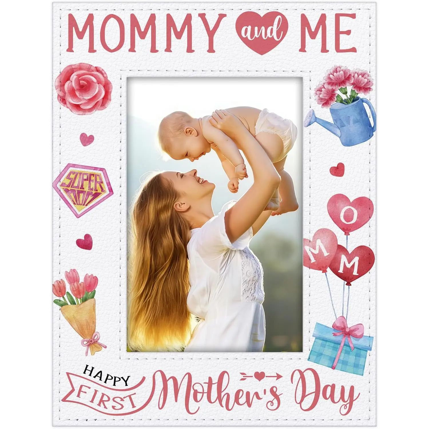 First Mothers Day Gifts for New Mom - 5x7 Mommy and Me Happy 1st Mother's Day Picture Frame, Mom to Be Gifts for First Time, Expecting, or Pregnant Moms New Born Baby Nursery Decor