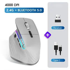 Multi-Device Wireless Mouse Bluetooth 5.0 & 3.0 Mouse 2.4G Wireless Portable Optical Mouse Ergonomic Right Hand Computer Mice seenDa