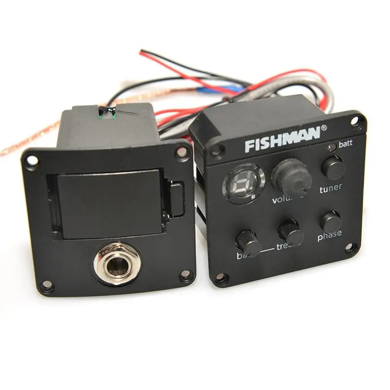 Onboard Guitar Pickup Preamp System for Acoustic Guitars, ISYS+ EQ with Built-in LED Tuner, Volume, and Phase Controls, Plastic and Metal Body