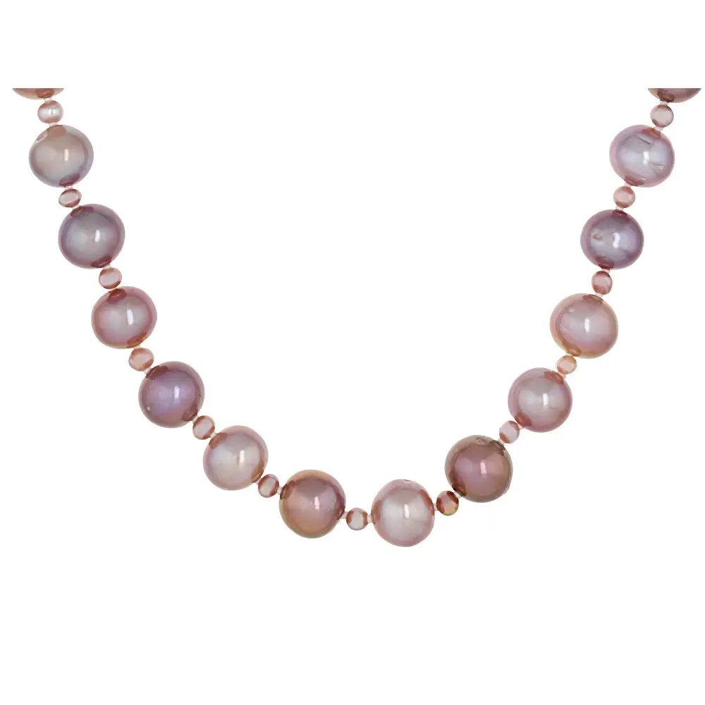 JTV Genusis(TM) Purple, Pink & Lavender Cultured Freshwater Pearl Rhodium Over Silver 18" Strand Necklac