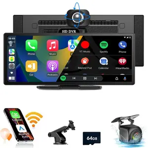 11.26 Inch Car Video Player, Wireless Portable Car Play Screen with 4K Dash Cam & 1080P Backup Camera, Car Electronics, Car Monitor