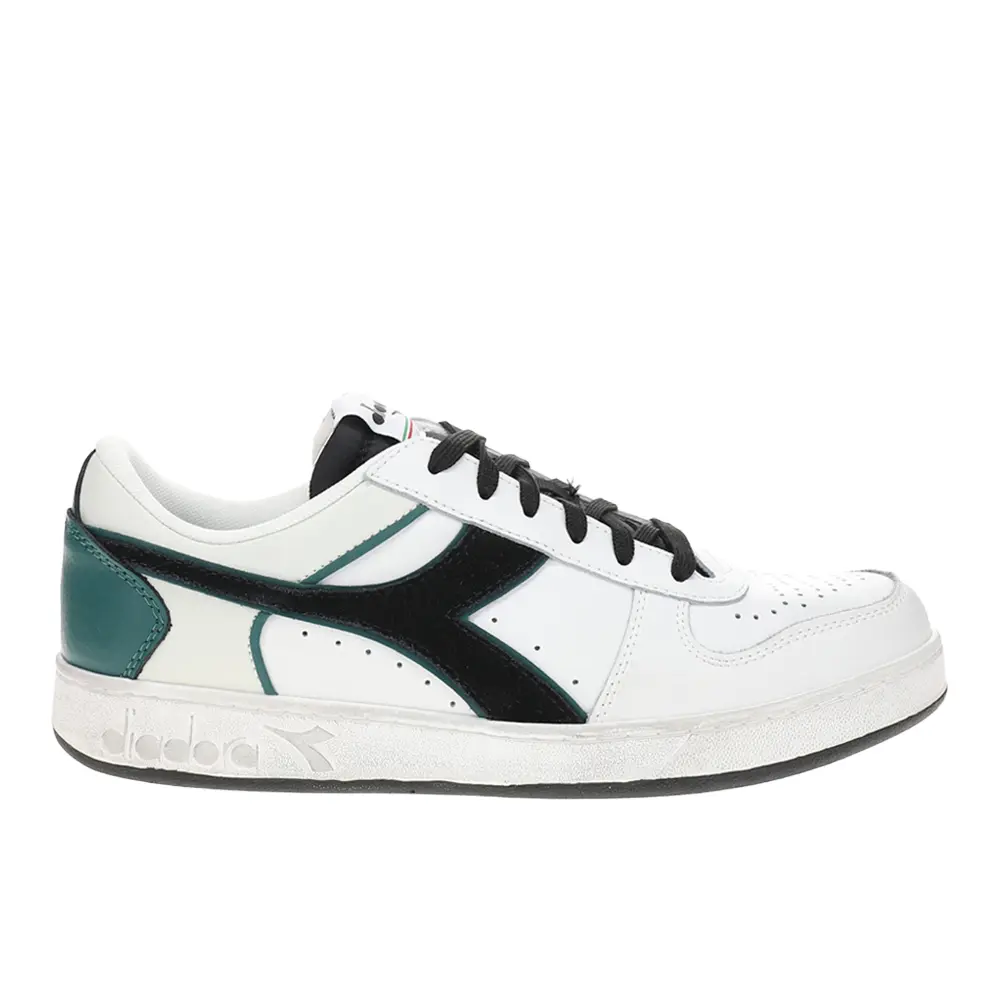 diadora Mens Magic Basket Low Icona Leather Lace Up Sneakers Shoes Casual - White