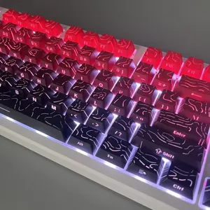 133 Keys Gradient Red Terrain PBT Keycaps, Double Shot Side Printed RGB Backlit Cherry Profile Custom Gaming Keyboard Caps