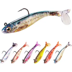 2.5/3.5In Swim Baits for Bass Fishing, Pre-Rigged Jig Heads Soft Plastic Walleye Fishing Lures, Paddle Tail Swimbaits for Bass Fishing, Fishing  for Freshwater Saltwater Gifts
