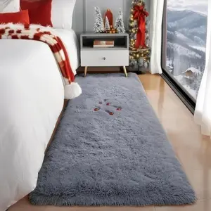 Soft Runner Rugs for Hallway 2x6 Ft,Grey Rug Home Decor, Fuzzy Plush Long Bedside Rugs for Room Decor Indoor Shaggy Furry Throw Rug for Teen Dorm Nursery