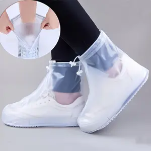 2pcs Waterproof Shoe Covers with Zipper, Reusable PVC Rain Boot Protectors, Hand Washable Anti-Slip, Unisex Transparent Rain Shoes Cover, Household Items