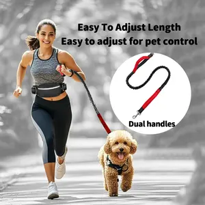 2026 Must Have Hands Free Dog Leash with With Extra Large Zippered Storage Pouch , jogging leash, tab leashes,Dual Padded Handles and Durable Bungee for Walking, Jogging and Running Your Dog&Cat
