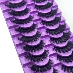 Fluffy False Eyelashes, Wispy Lash Clusters, 10 Pairs Wispy Faux Cluster Lashes, Natural Curling Eye Makeup Strip Lashes, Full Volume Eyelash for Lashes Extensions, Cosmetic