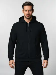 Men's Lightweight Fleece Zip Up Hoodie Black