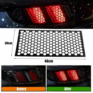 Honeycomb Tail Light Sticker for Cars, Universal Hex Mesh Tail Light Overlay Decal, DIY Trim Film for Car Rear Lamp Styling, Easy Cut & Apply