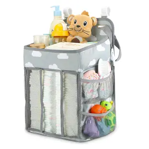Hanging Diaper Organizer, Clouds Pattern Diaper Caddy with Multiple Pockets, Baby Diaper Storage Bag for Car, Changing Table, Cribs