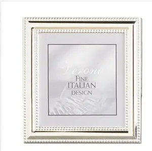 212 MAIN 5x5 Metal Picture Frame, Silver-Plate with Delicate Beading, Metal Build Photo Decor for Baby & Maternity Room Wall Decoration