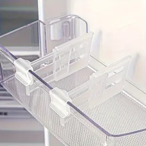 8pcs Divided Clips, Adjustable Retractable Partition Clips, Household Adjustable Retractable Divider, for Kitchen Refrigerator Side Door Sorting and Finishing, Kitchen Organizers and Storage, Kitchen Accessories