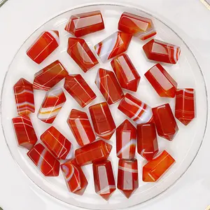 2count Carnelian Hexagonal Column Sardonyx Crystal Point Red Agate Tower Mineral Home Decor