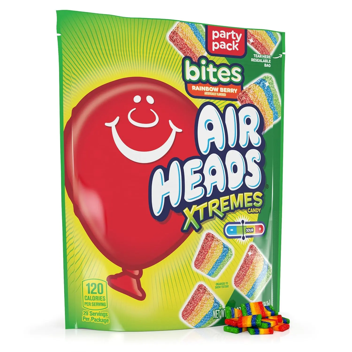 Rainbow Berry Sour Chewy Candy - Xtremes Sour Candy Bites, 30.4 oz Bulk Bag, Individually Wrapped Sweet & Sour Chewy Candy