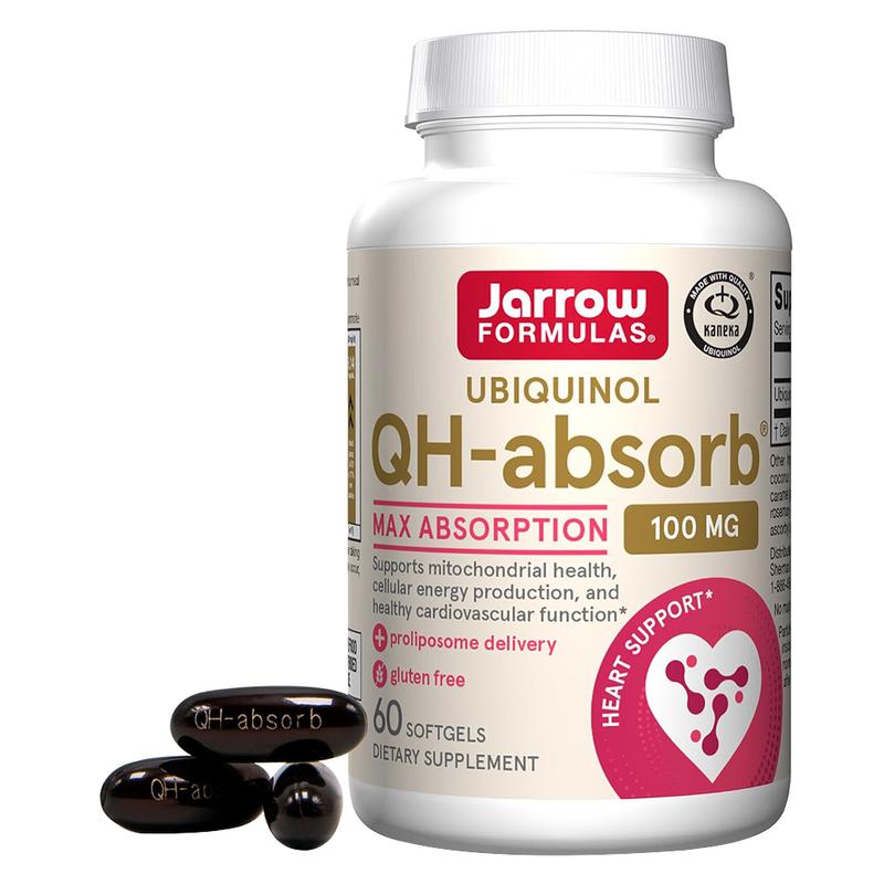 Jarrow Formulas QH-Absorb, 100 mg, Ubiquinol Dietary Supplement for Healthy Cardiovascular Function, 60 Softgels, 60 Day Supply