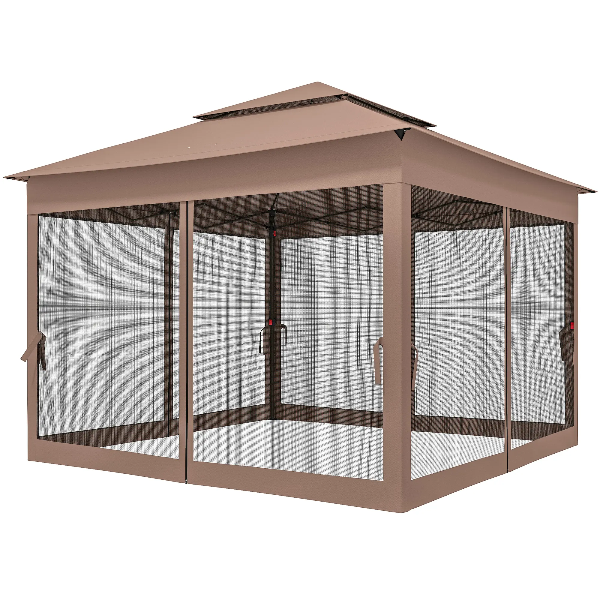 128 Inch Square Pop Up Tent with 4 Mesh Sidewalls Netted Top for Breeze No Bugs Drainage Holes Powder Coated Steel for Camping Tailgate Family Reunion