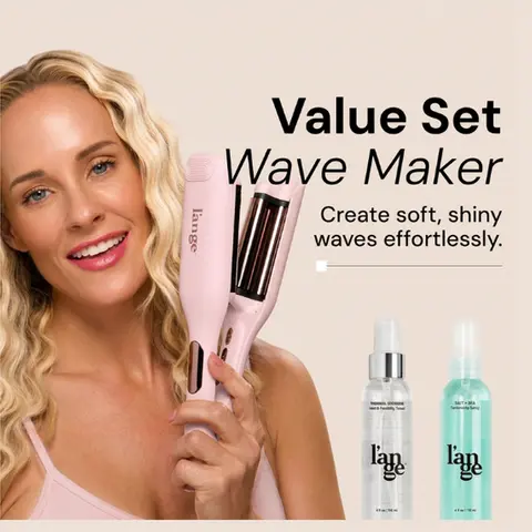 L'ANGE HAIR - Wave Maker Value Set - SculptWaver Titanium Deep Wave Crimper, Thermal Magique Heat & Humidity Tamer, & Salt + Séa Texturizing Spray, Wavy Hair, Lightweight, Adjustable, Hair Tools