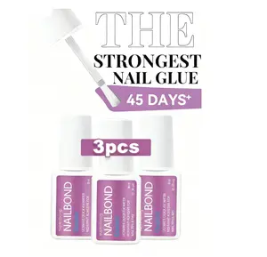 （6pc）Strong Brush-On Nail Glue Acrylic Nails, Nail Tips & Press-On Nails (8ml) With File Glue-On Nails, Fix Broken Nail Repair