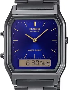 Casio AQ-230GG-2A Men's Dual Time Stainless Steel Gray Watch AQ230GG-2A Water Resist Quartz