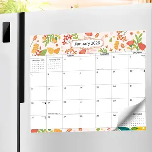 2026-2027 Magnetic Calendar for Refrigerator, 2 Years Fridge Calendar Magnet Runs Until December 2027, 24 Monthly with flower Design for Easy Organizing - 13''11.5''