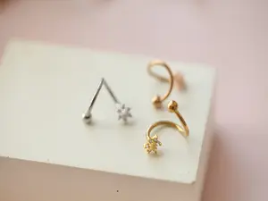 18g Spiral Sunflower Cartilage Earrings • Twirl Daith Hoops • Swirl Rook Hoop • Flower Helix Earring • Secure Hoop • Huggie Twist Hoops