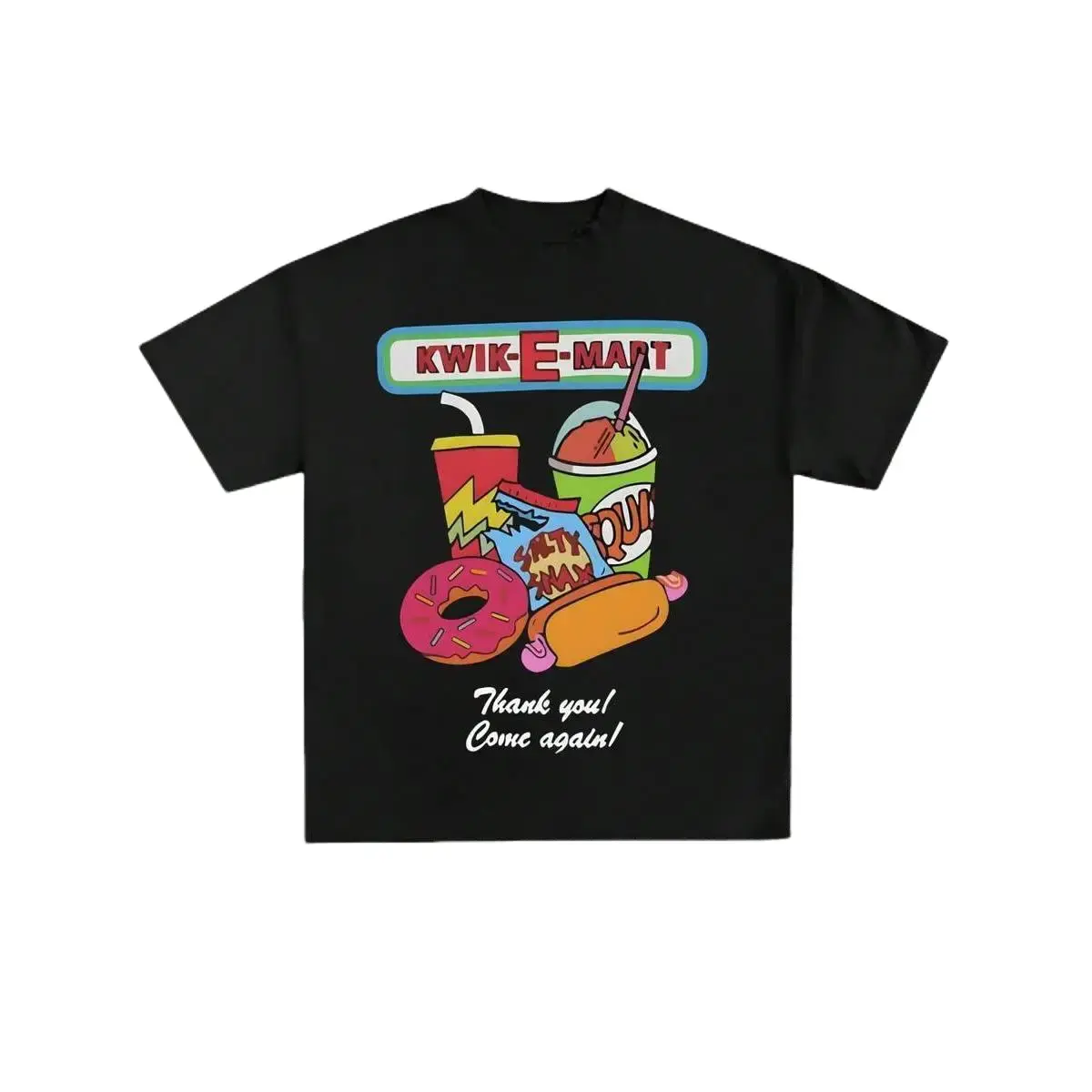 Men’s Plus Size, The Simpsons Kwik-E-Mart “Thank You Come Again” Bart graphic (1 piece), 100% cotton casual printed T-shirt, crew neck, short sleeves