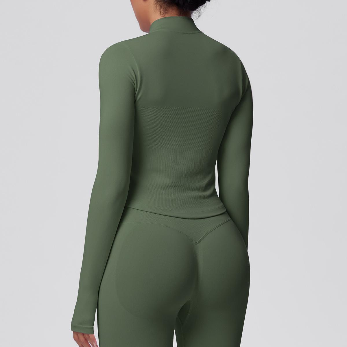 Women's Ribbed Cropped Yoga Jacket, Breathable Long Sleeve Zip-Up Compression Activewear with Thumb Holes for Gym & Running, Plus Size, Female, Large, Normal Type, Thumbhole Cuff, Tight, Slim-Fitting, Stretchable, Thumbholes, Slim Fit, Stretch Fabric