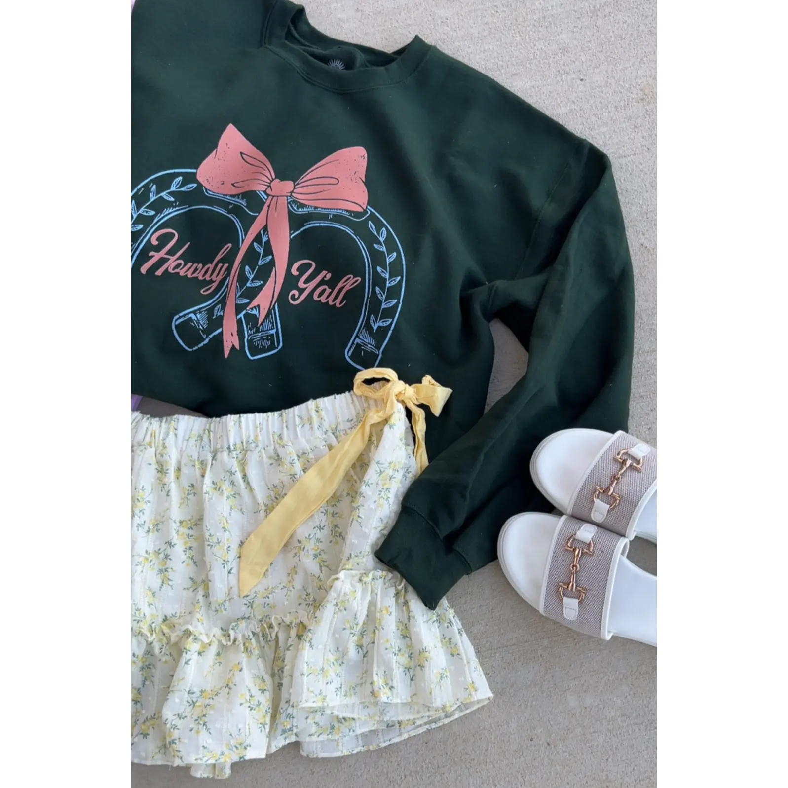 SALE Howdy Y'all Sweatshirt in Hunter Green