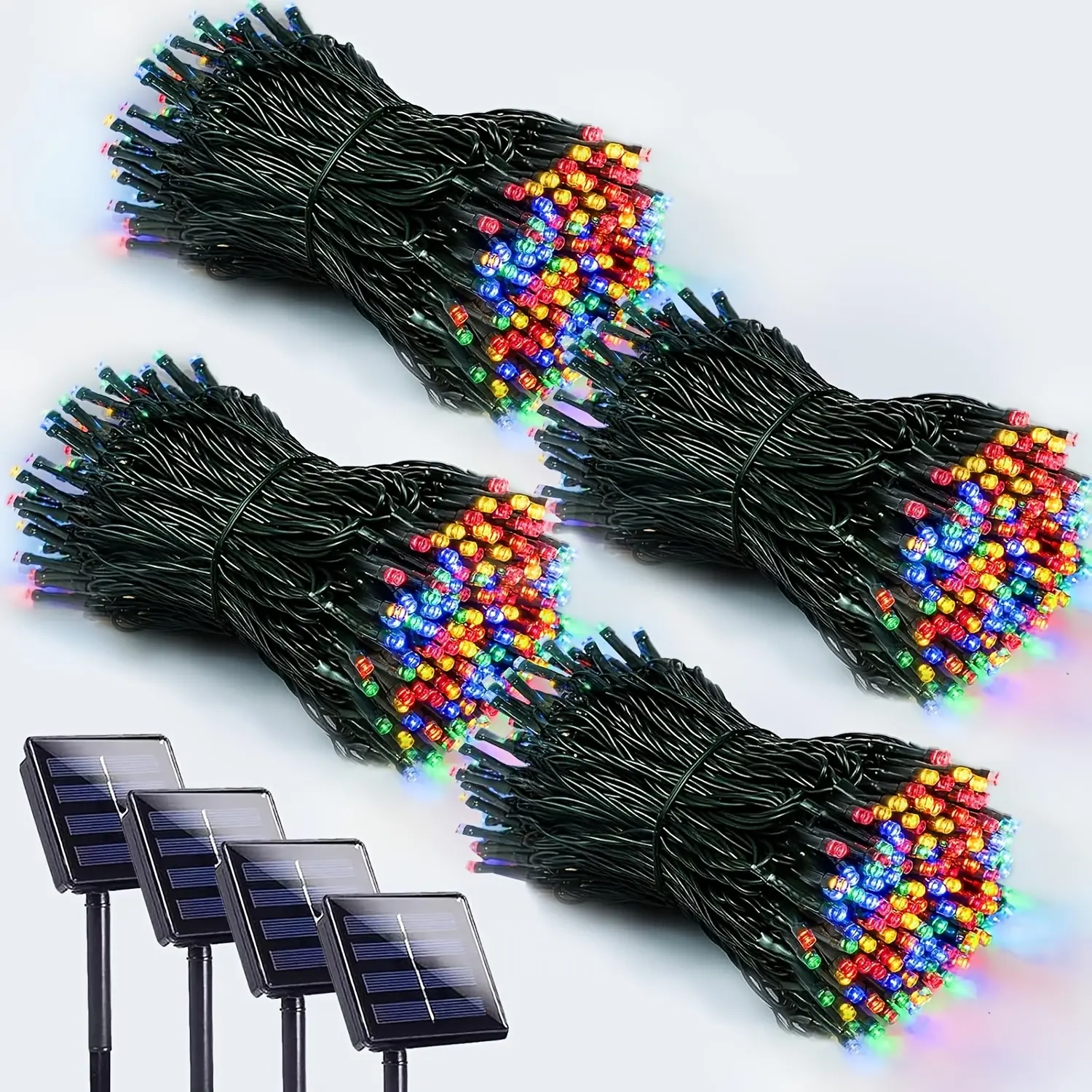 1pcs/2pcs/4pcs 40ft Solar Ultra Bright LED String Fairy Lights Outdoor LED Tree Lights USB Control 8 Modes LED Christmas Lights for Independence Day Xmas Wedding Party Garden Yard Decorations