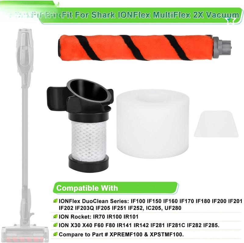 Filter Replacement for Shark ION Flex Duo Clean IF100 F80 UF280 IF200 IF201 IF202 IF203Q IF252 IF281 IF282 Cordless Vacuum, 2 HEPA + 4  Felt Filters +1 Brush, Part # XPREMF100 & XPSTMF100
