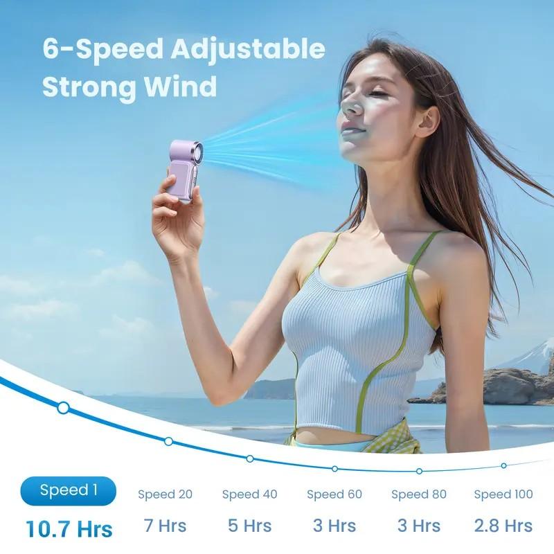 Stay Flawless & Cool  Vayu Mini Turbo Fan: 100 Speeds to Dry Makeup Fast & Relieve Hot Flashes. 3000mAh Quiet Power for Travel.