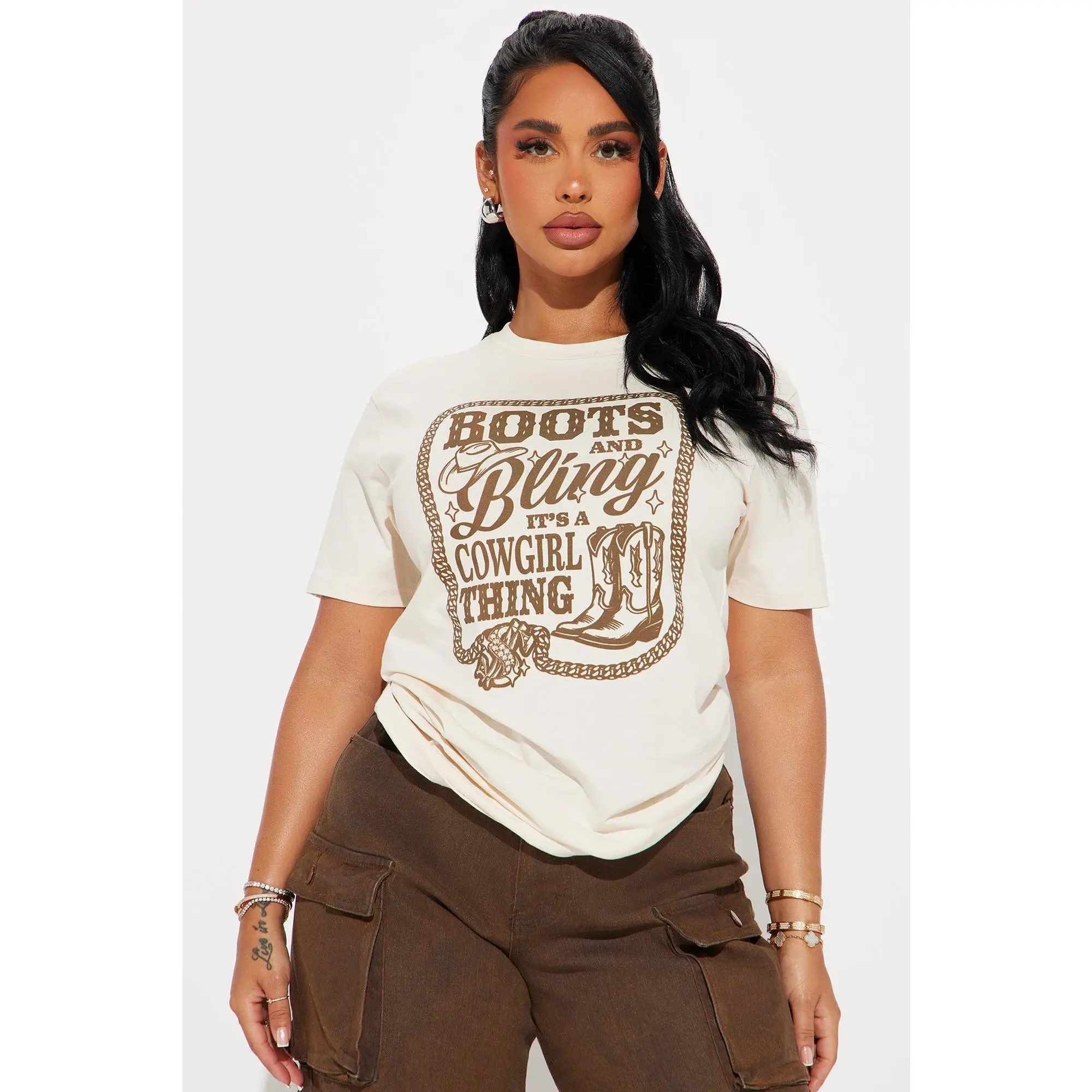 Boots And Bling Cowgirl Thing Tee - Off White
