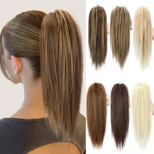 14Inch Synthetic Short Straight Ponytail Hair Extension Fluffy Medium Length Black Brown Hairpiece for Women synthetic  ponytails