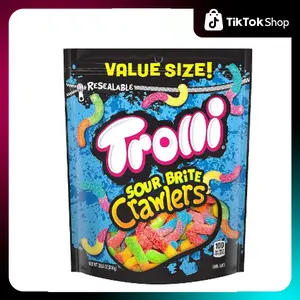 Trolli Sour Brite Crawlers Candy, Sour Gummy Worms, 28.8 Ounce Resealable Bag