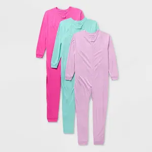 Kids' 3pk Adaptive Reversible Union Suit - Cat & Jack Lavender/Pink/Aqua Blue M