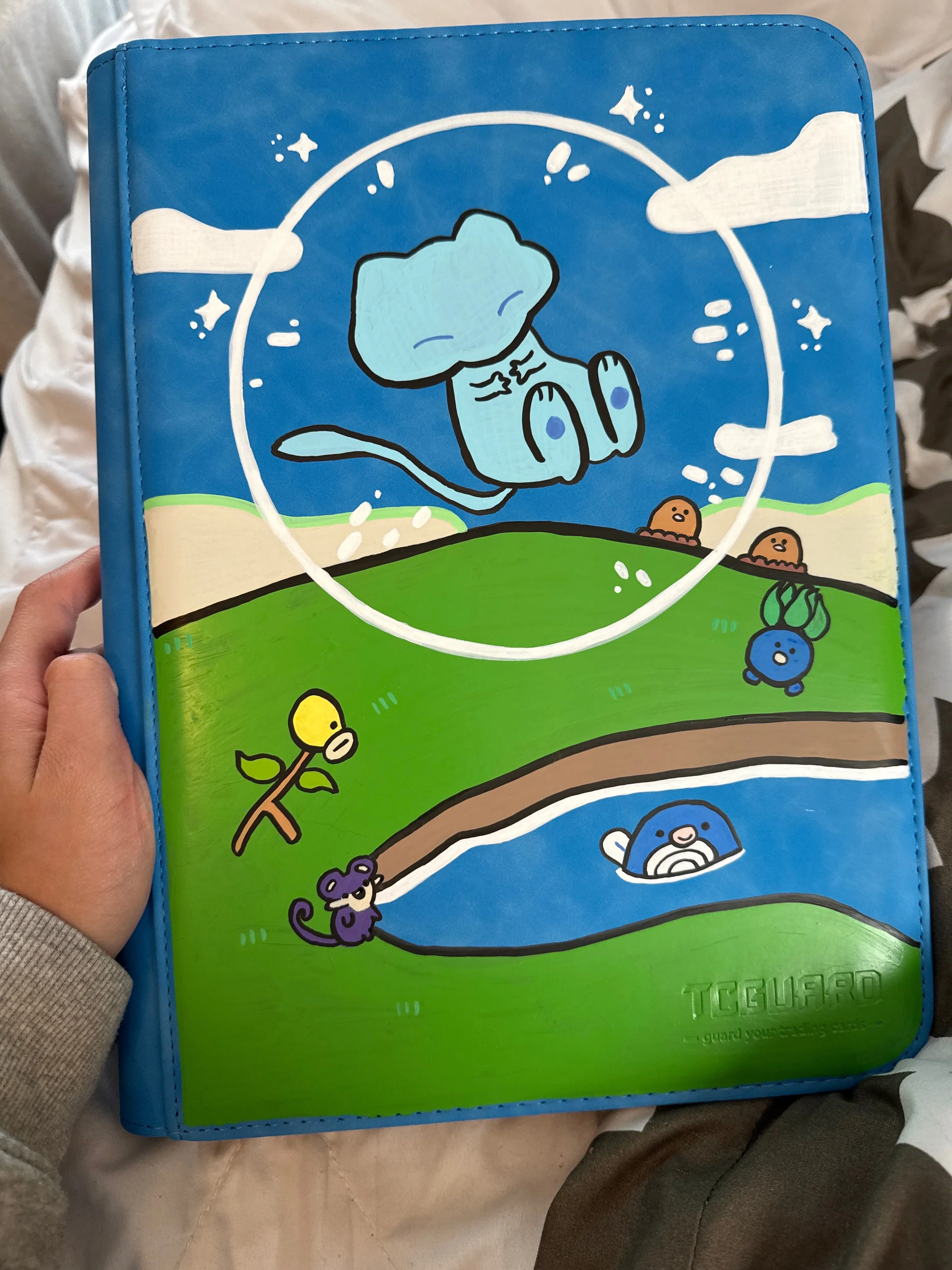 Hand-Painted Mew-Inspired Trading Card Binder