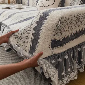 Striped Pattern Sofa Cover, 1 Count Washable Sofa Slipcover, Pet Furniture Protector, Decorative Sofa Cover for Home Living Room Bedroom, Couch Cover