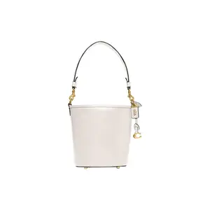 Coach Dakota 15 Mini Leather Bucket Bag with Logo Hardware for Women in White Hobo Handbag