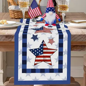 4th of July Table Runner American Flag Star Independence Day Patriotic Table Runner Runner for Veterans Day Party Patriotic Decoration