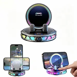 Car phone holder with Colorful Breathing Atmosphere Light, suitablefor car navigation in-car dashboard, horizontaland vertica screen adjustment angle, suctioncup fixed non-slip mobile phone holdersuitable for iPhone and Android