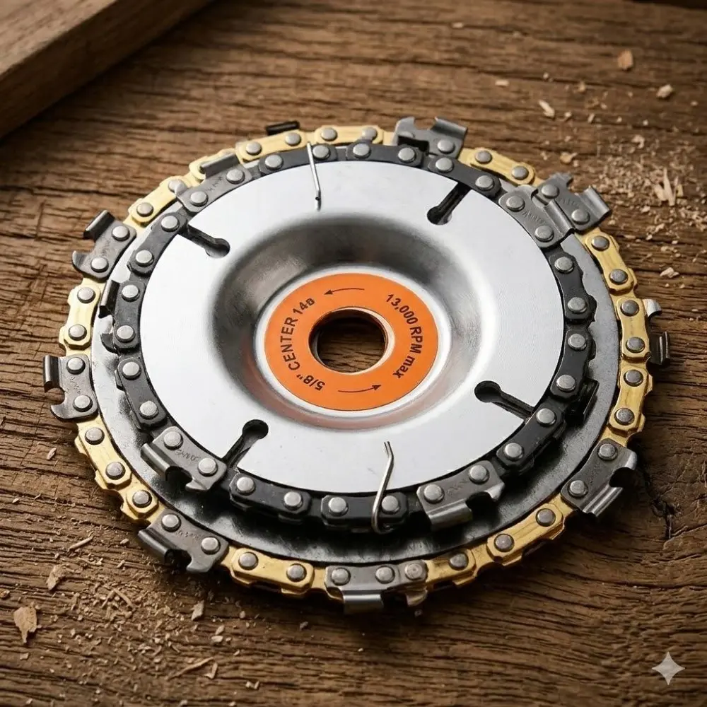 Wood Carving Chainsaw Blade Set for Angle Grinder, High-Carbon Steel Precision Teeth Anti-Kickback Design, 4Inch & 5Inch Replaceable Cutting Discs, Interchangeable Blades for Hardwood, DIY Woodworking Tools, Power Tool Accessories for Workshop